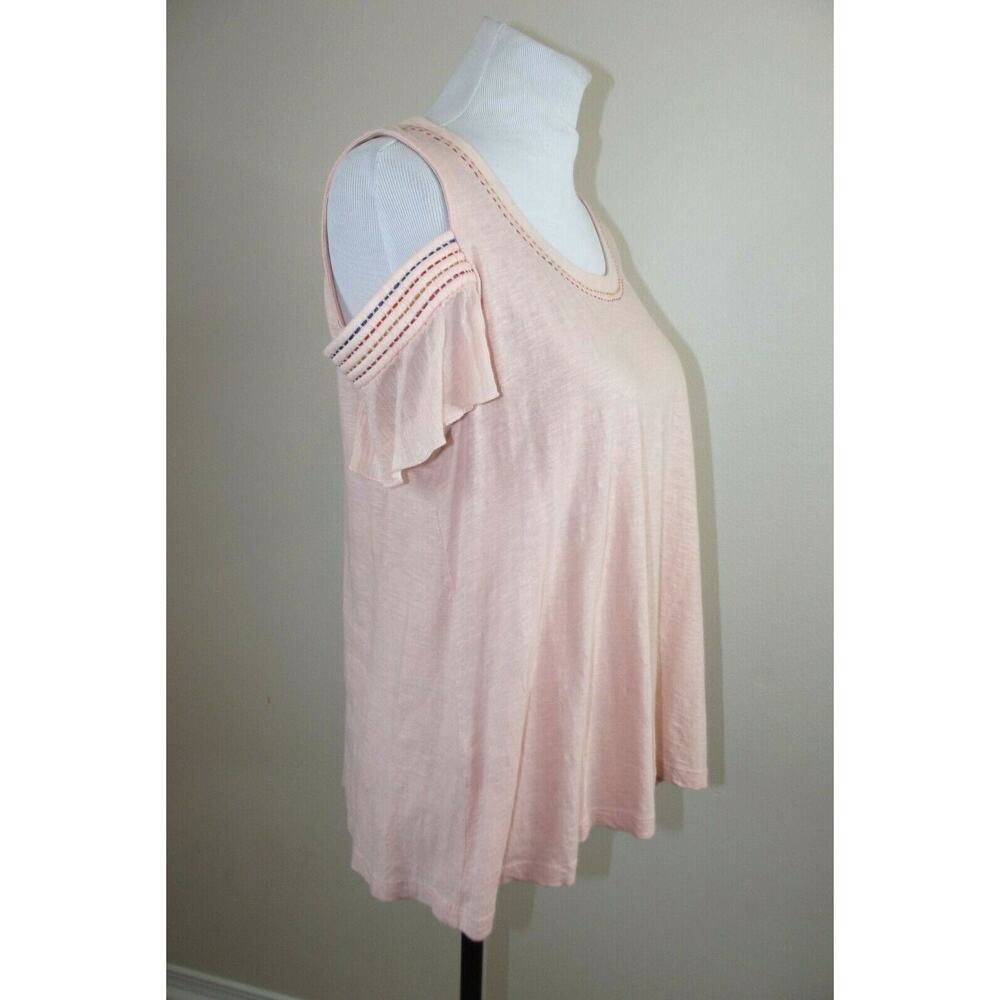 AKEMI + KIN Womens Cold Shoulder SHIRT - Size SMALL - Pink Short Sleeve Top